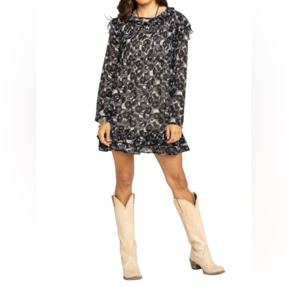 Free People NWT These Dreams sheer black & white mini dress medium